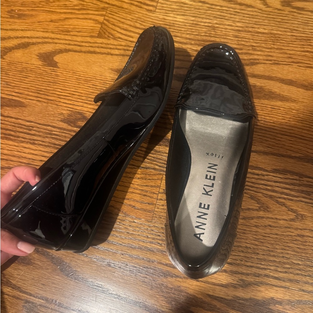 Anne Klein Glossy Black Flats